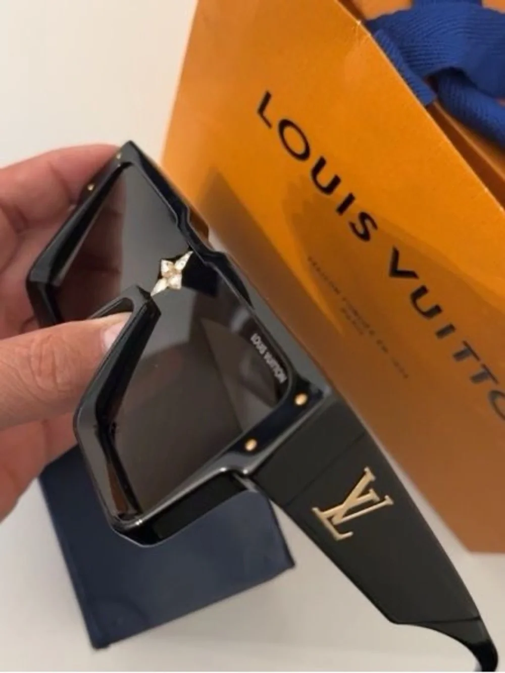 Louis Vuitton Black Oversized Shield Sunglasses with Gold Logo Accent